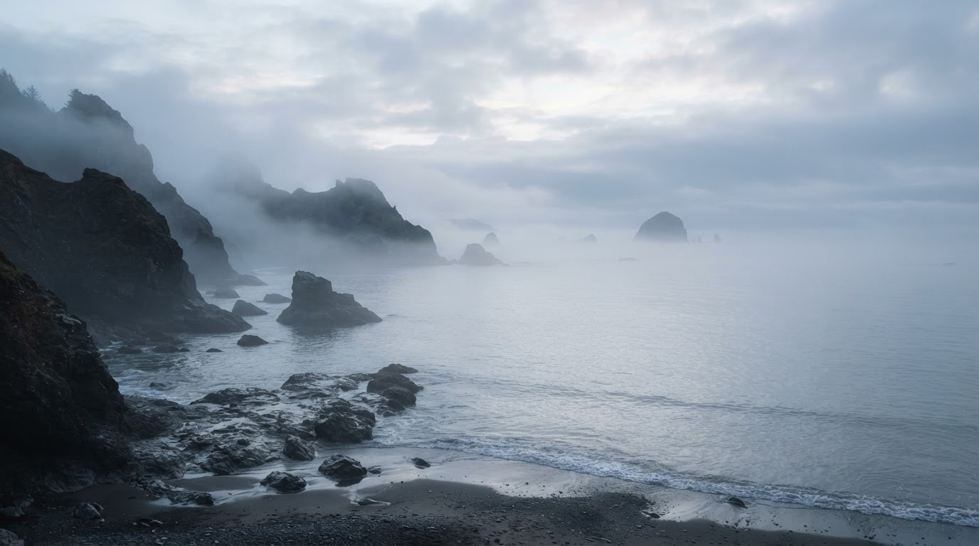 Calm Pacific coastline at dawn