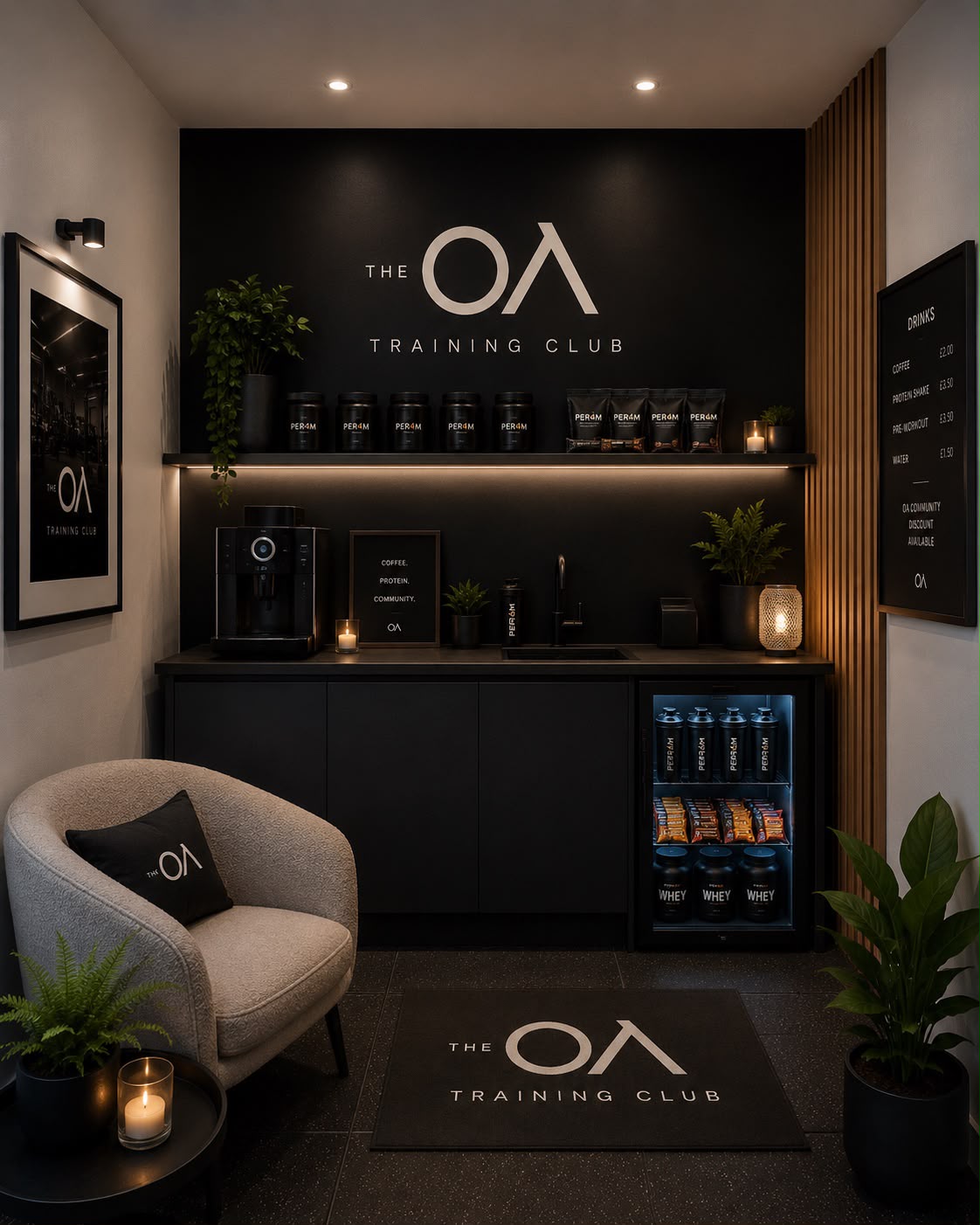 Reception and community area at The OA Training Club in Ilkley
