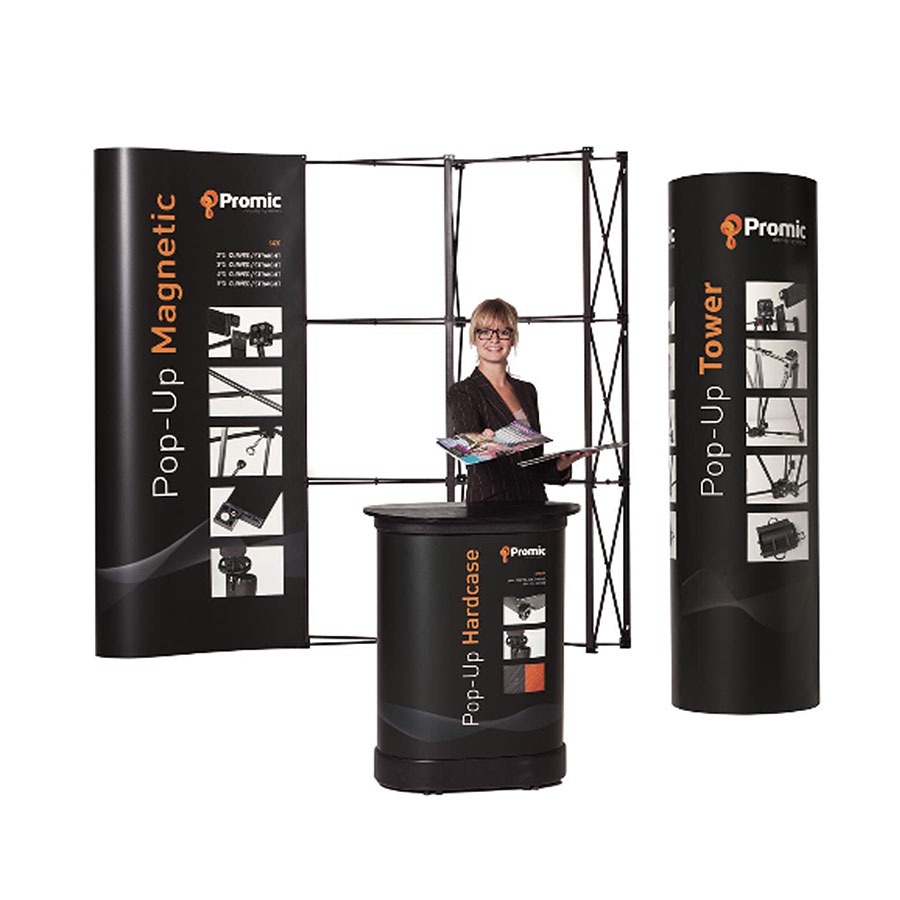 Pop-up beurswand met balie