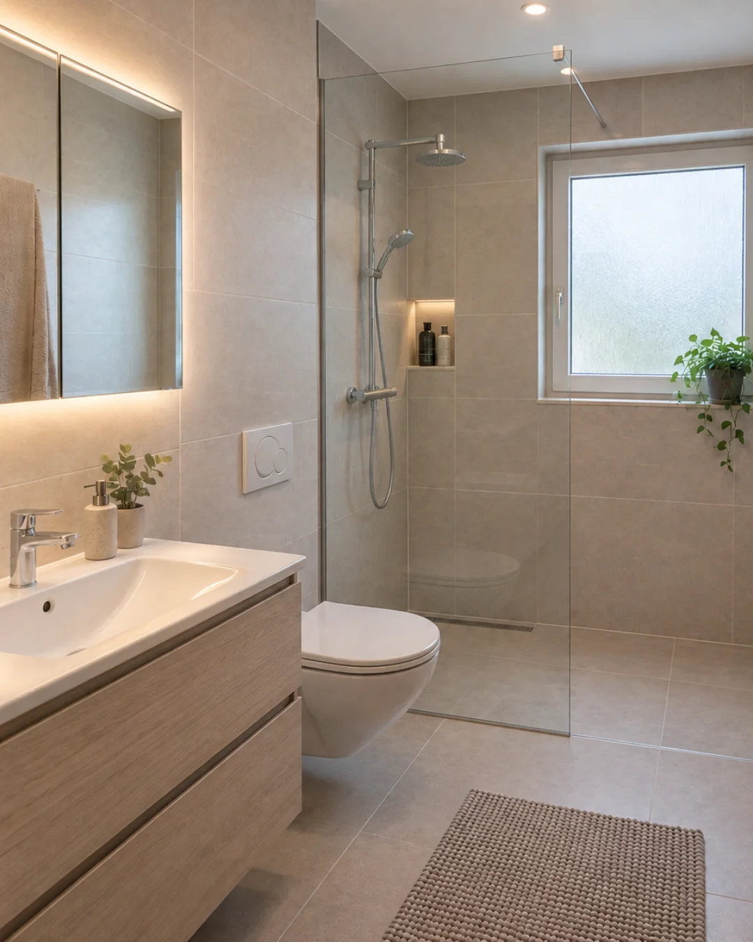 Modernisiertes Badezimmer mit Dusche