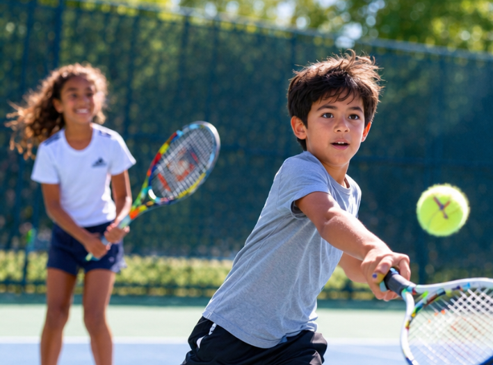 BEST All About the Basics Camp — young players learning fundamental tennis skills on court