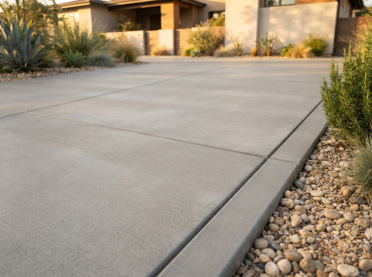 Finished residential concrete driveway surface in Whittier, CA