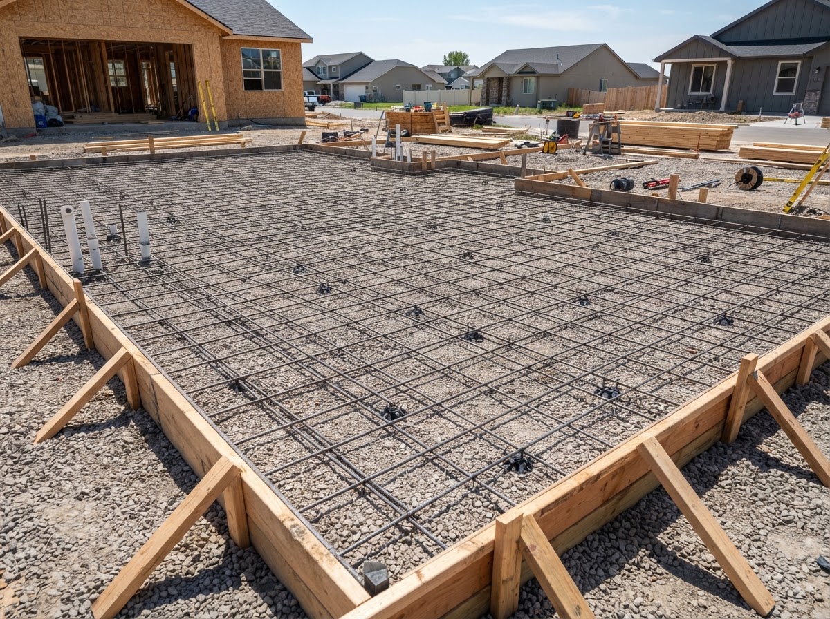 Concrete slab forms and rebar preparation in Whittier, CA