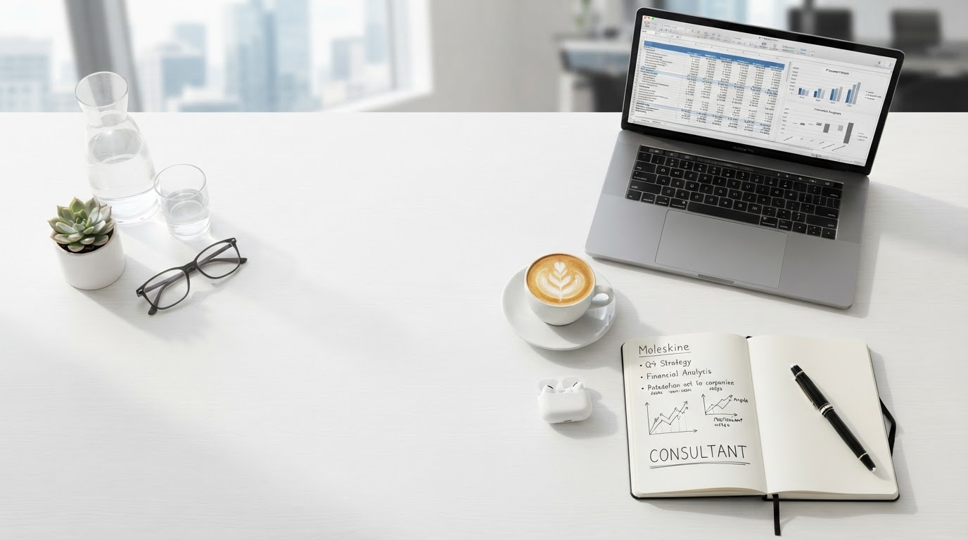 Workspace flat lay with laptop and coffee