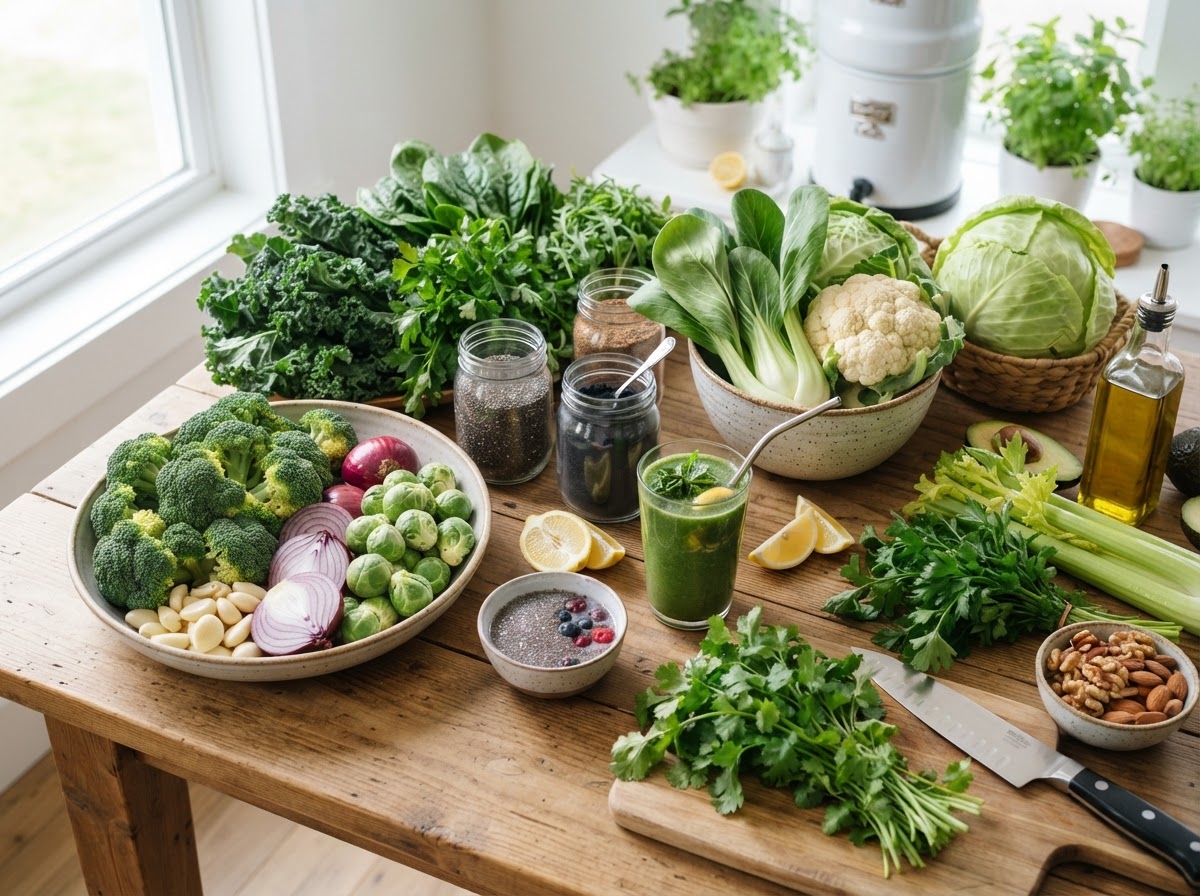 Low-sugar coconut oil, garlic and fermented anti-candida foods