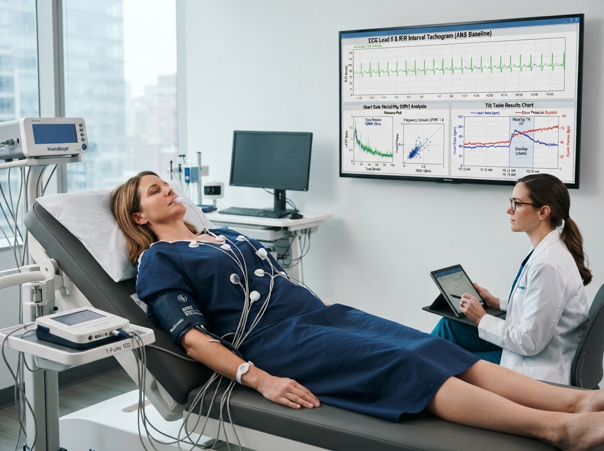 Autonomic nervous system heart rate variability monitor with ECG