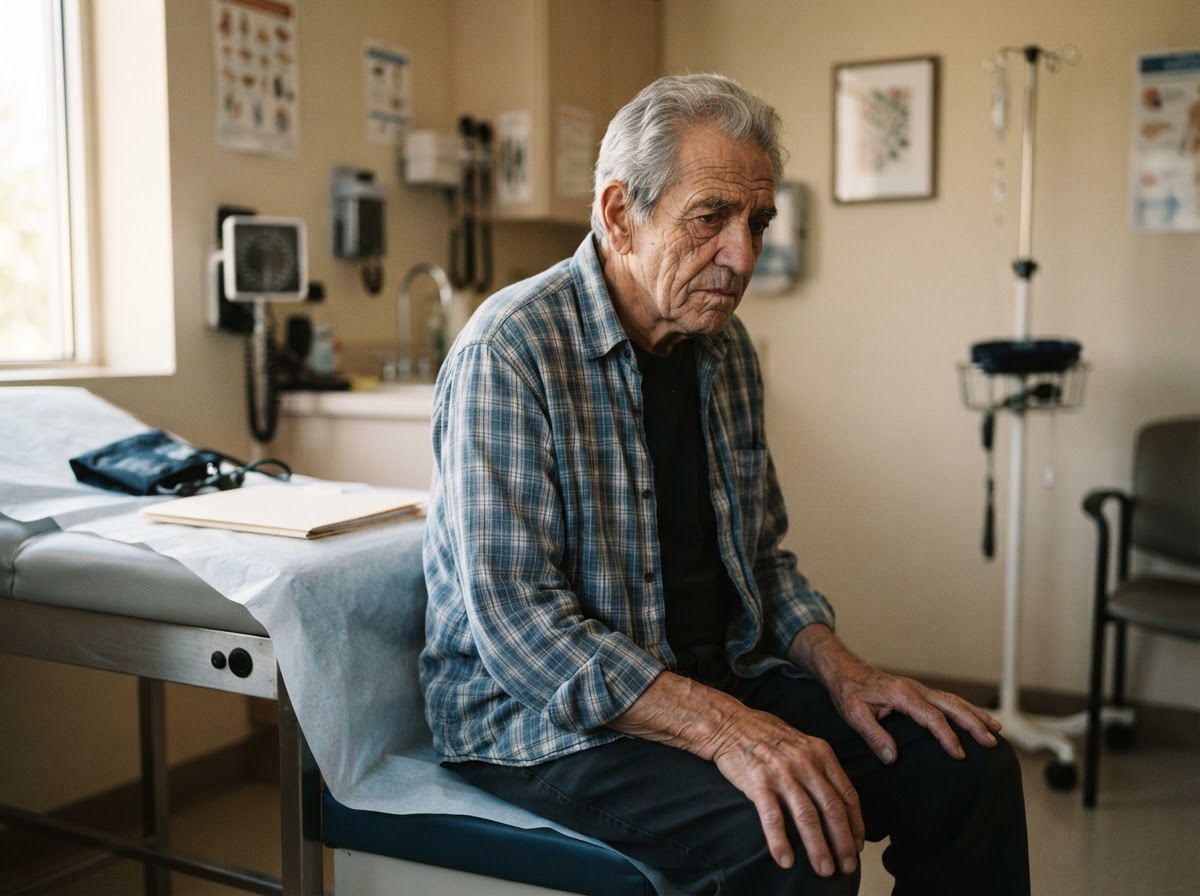 Older man reflecting on the toll of chronic diabetes