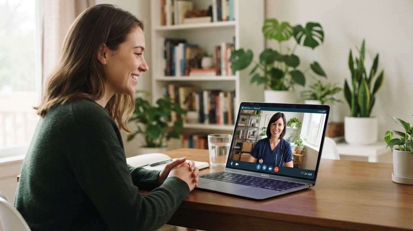 Patient on a virtual telehealth strategy call with Dr. Mannie's clinical team