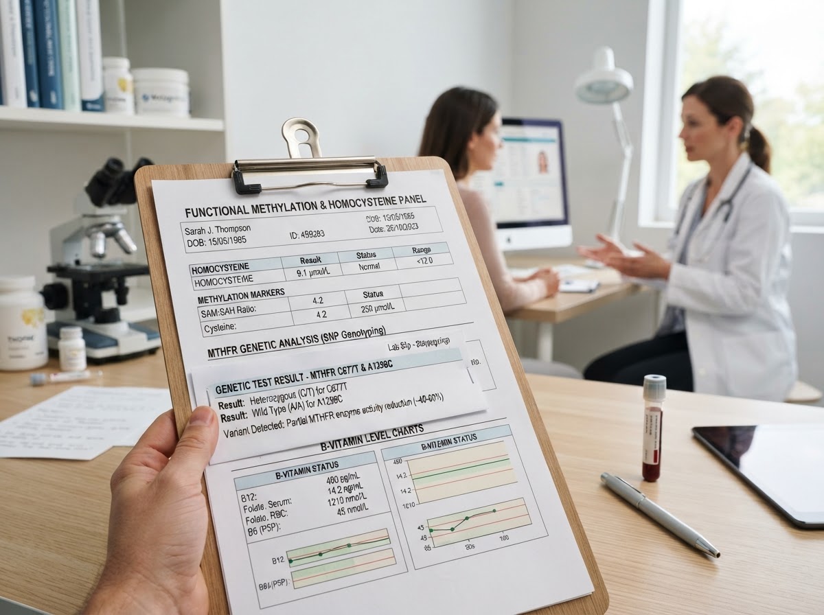 Methylation and homocysteine blood test with MTHFR genetic result