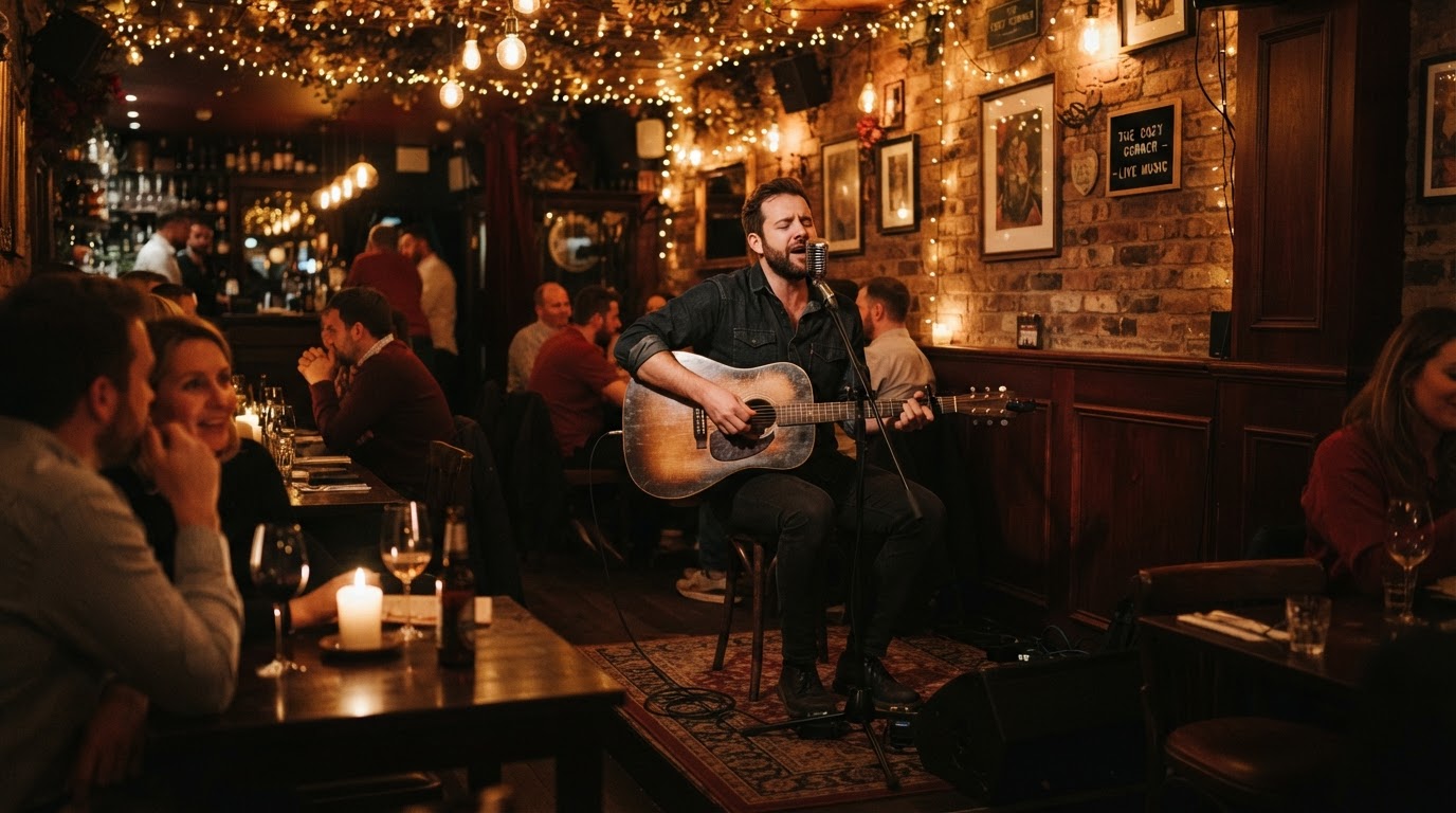 Acoustic musician performing live at Maxine's On Shine