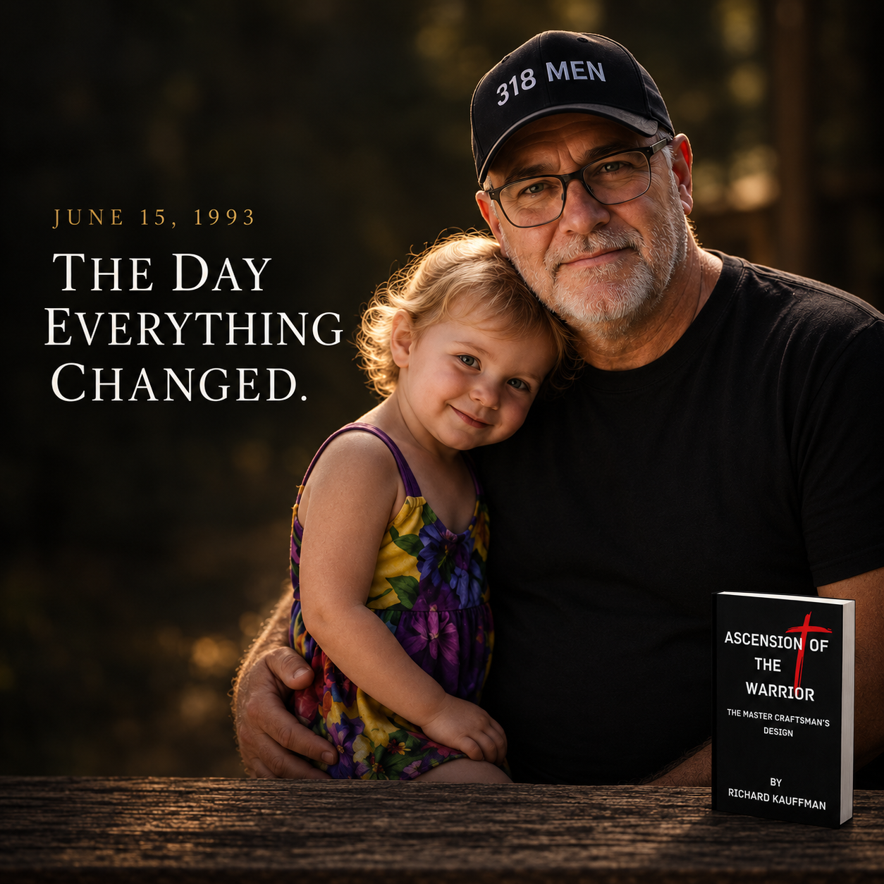June 15, 1993 — The Day Everything Changed: Rick Kauffman with his daughter and Ascension of the Warrior.