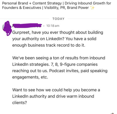 Client recognition: Acknowledgment of Gurpreet's business track record and authority