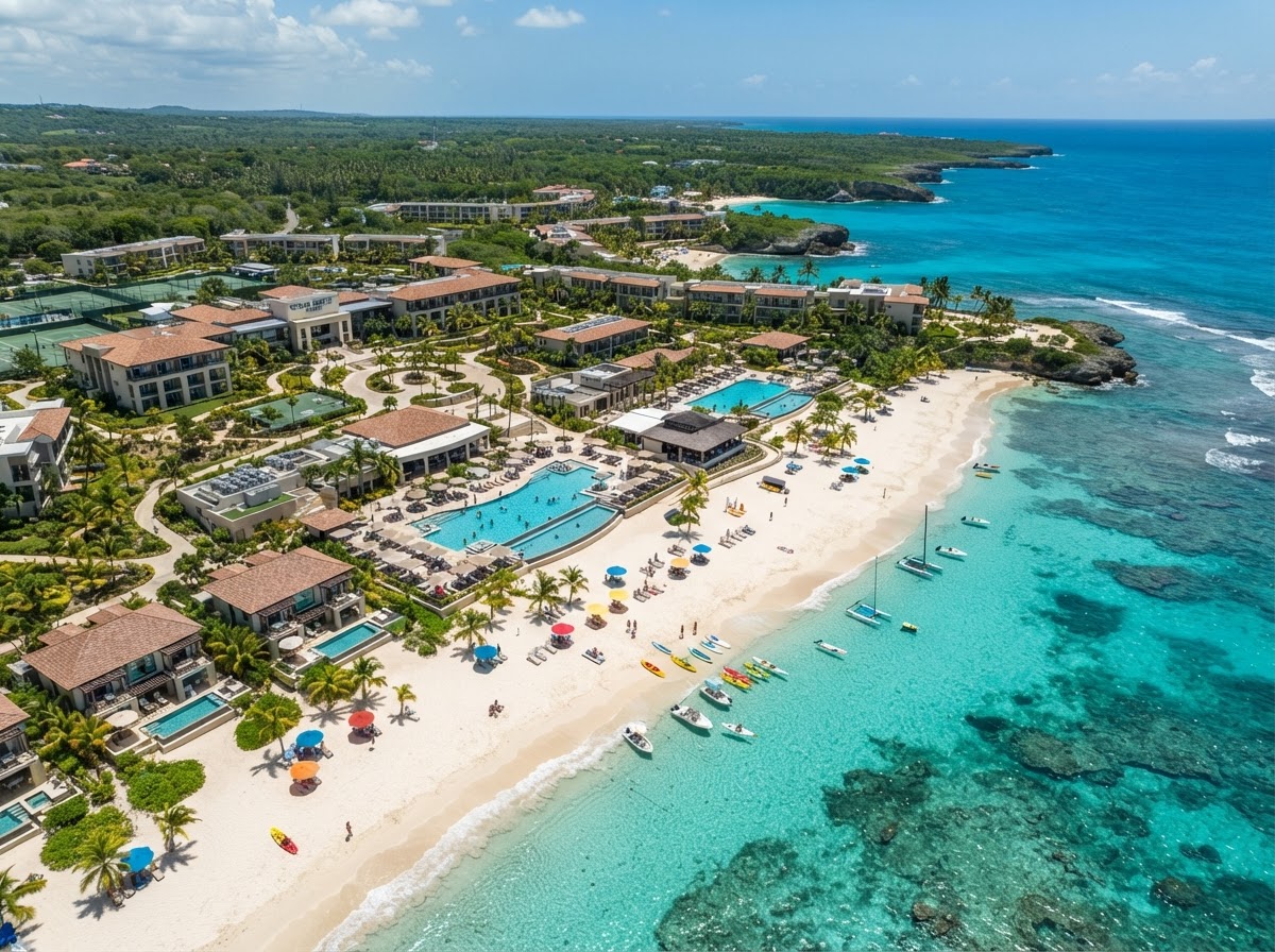 Coastal resort with turquoise water