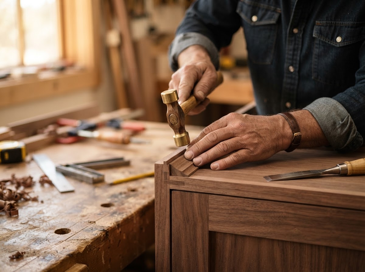 Close-up of fine craftsmanship and wood trim detailing