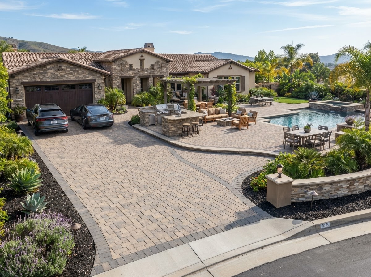 Interlocking Pavers & Patios completed in Calimesa CA by Renteria's Landscape LLC