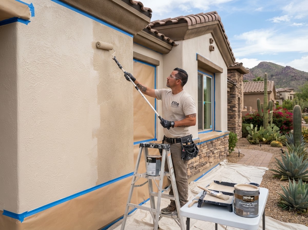 CMR Painting crew member applying quality finish on Arizona home