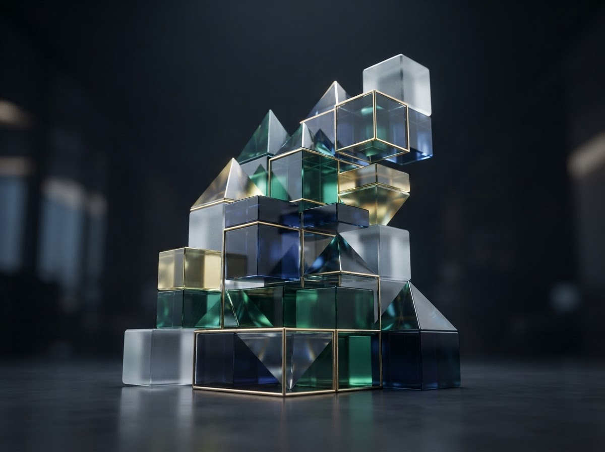 Abstract building blocks representing strategic frameworks