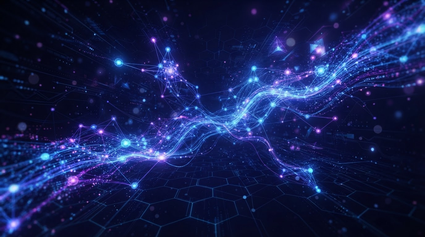 Digital transformation visualization with connected network nodes