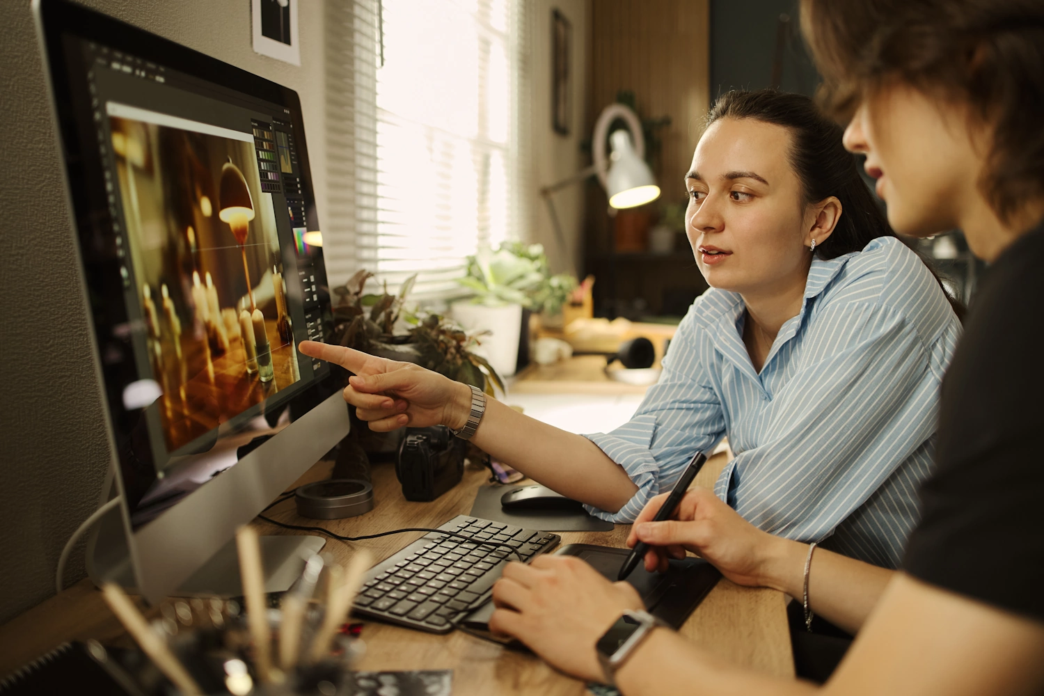 Professionals collaborating on a custom website design