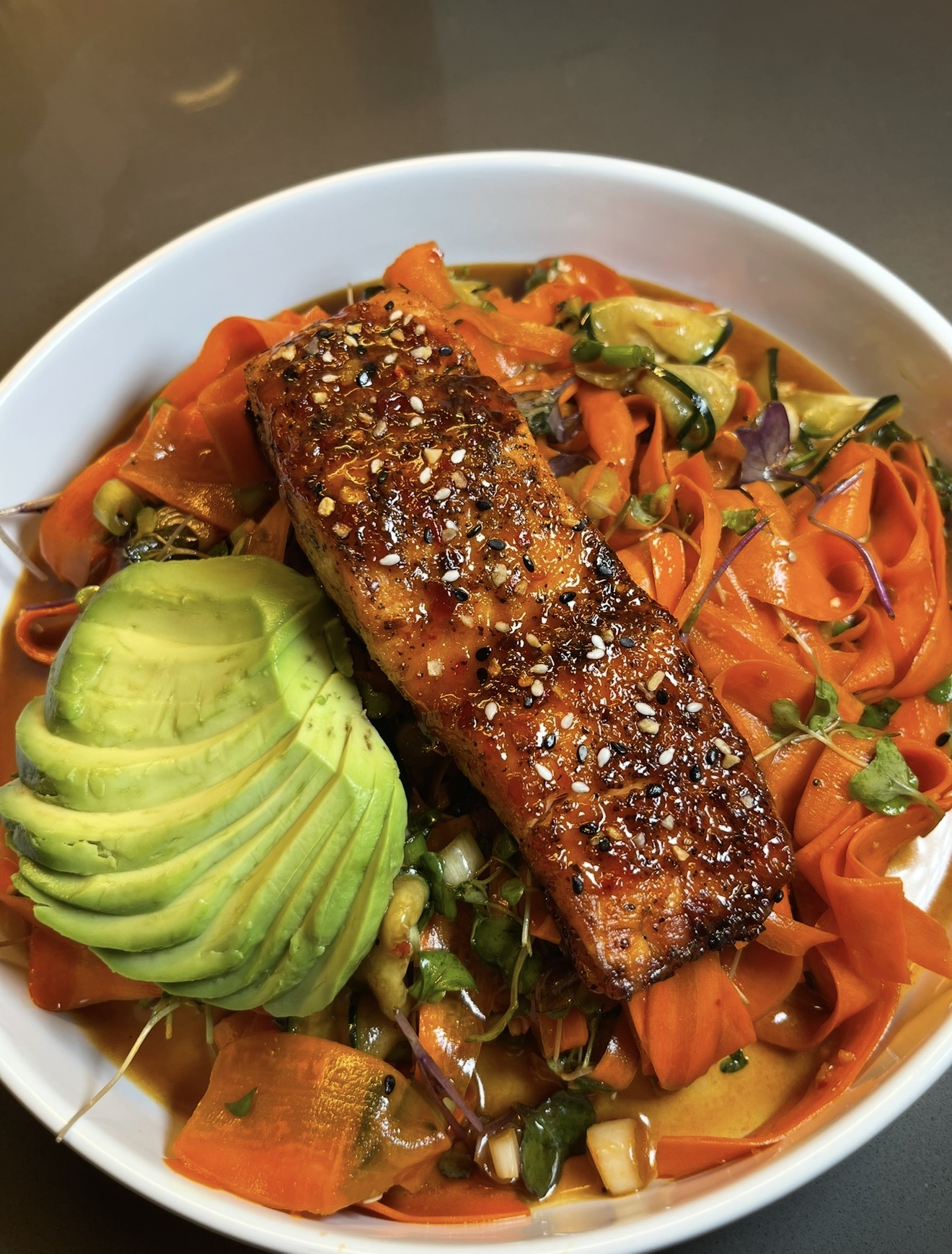 Sweet Chili Glazed Salmon & Avocado Bowl