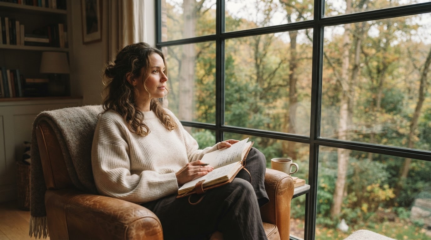 A person in quiet reflection by a window