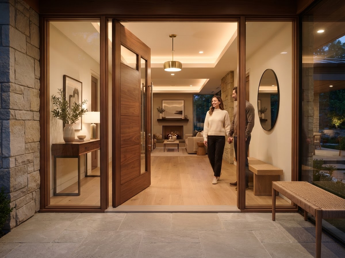 A warm modern home entrance with a no-step threshold