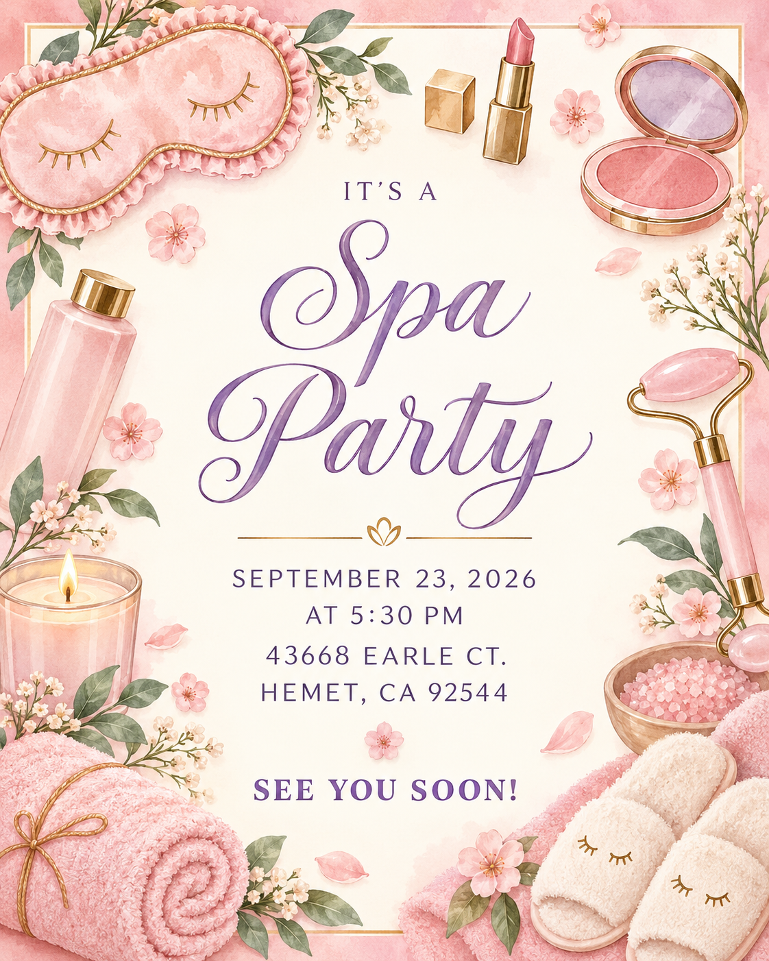 Spa Party Celebration Invitation Visual