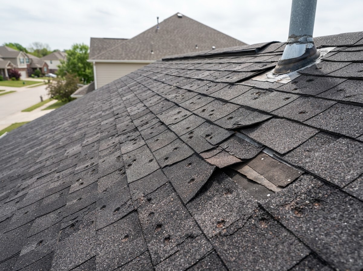 Roof leak and damaged shingles
