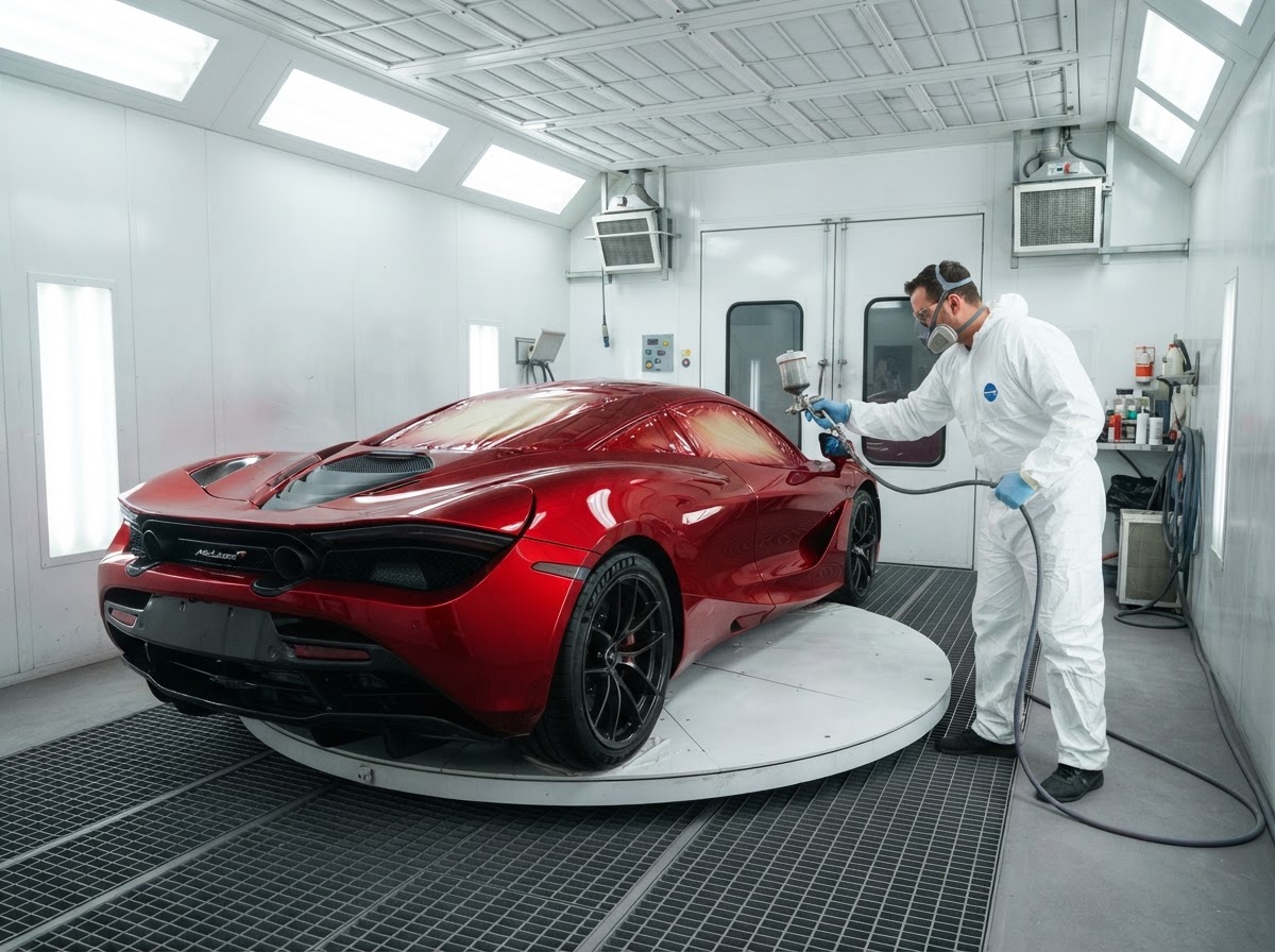 State of the art paint booth at Lawrence Collision Center