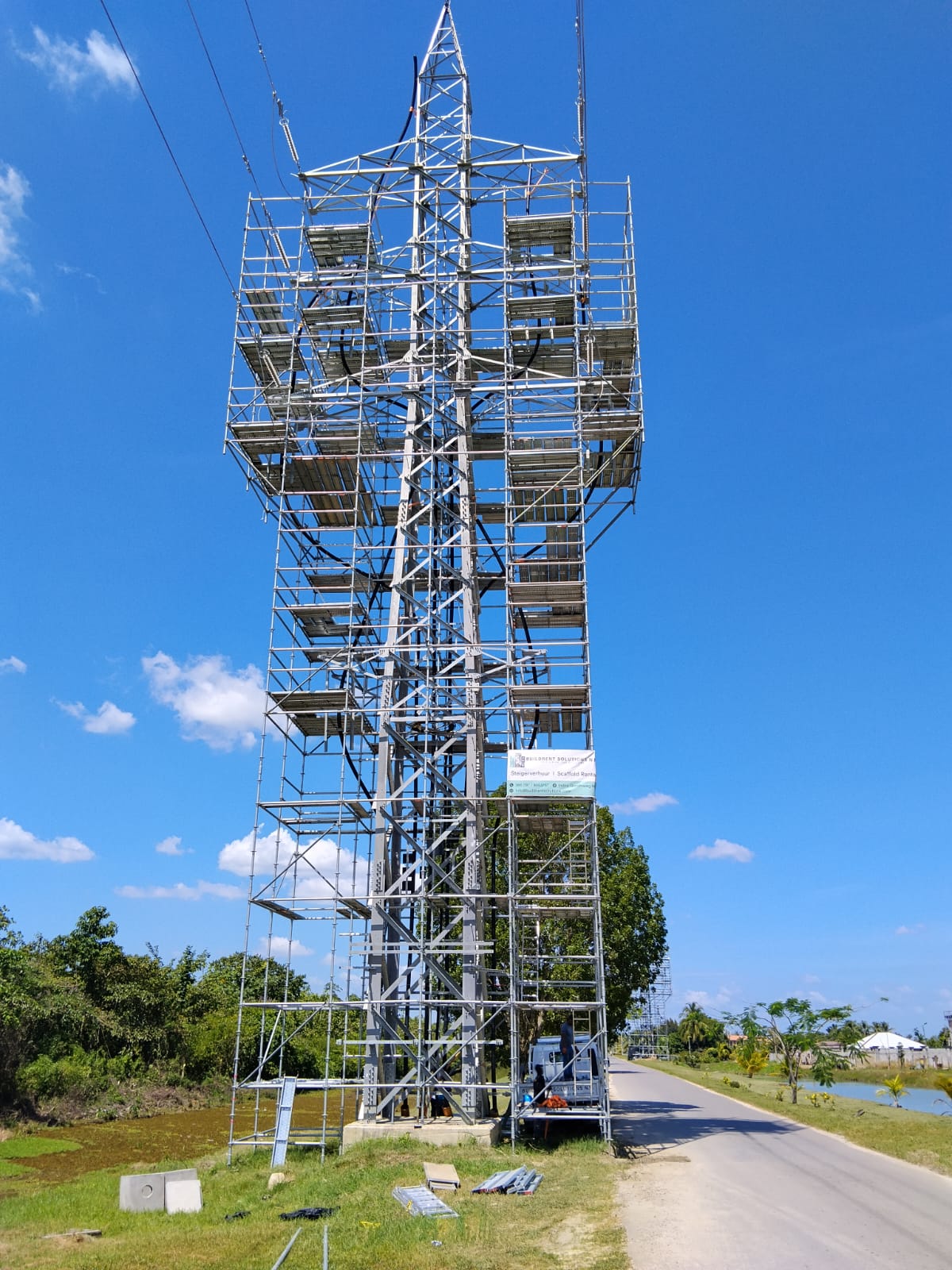 High-Altitude Transmission Pylon Access Tower