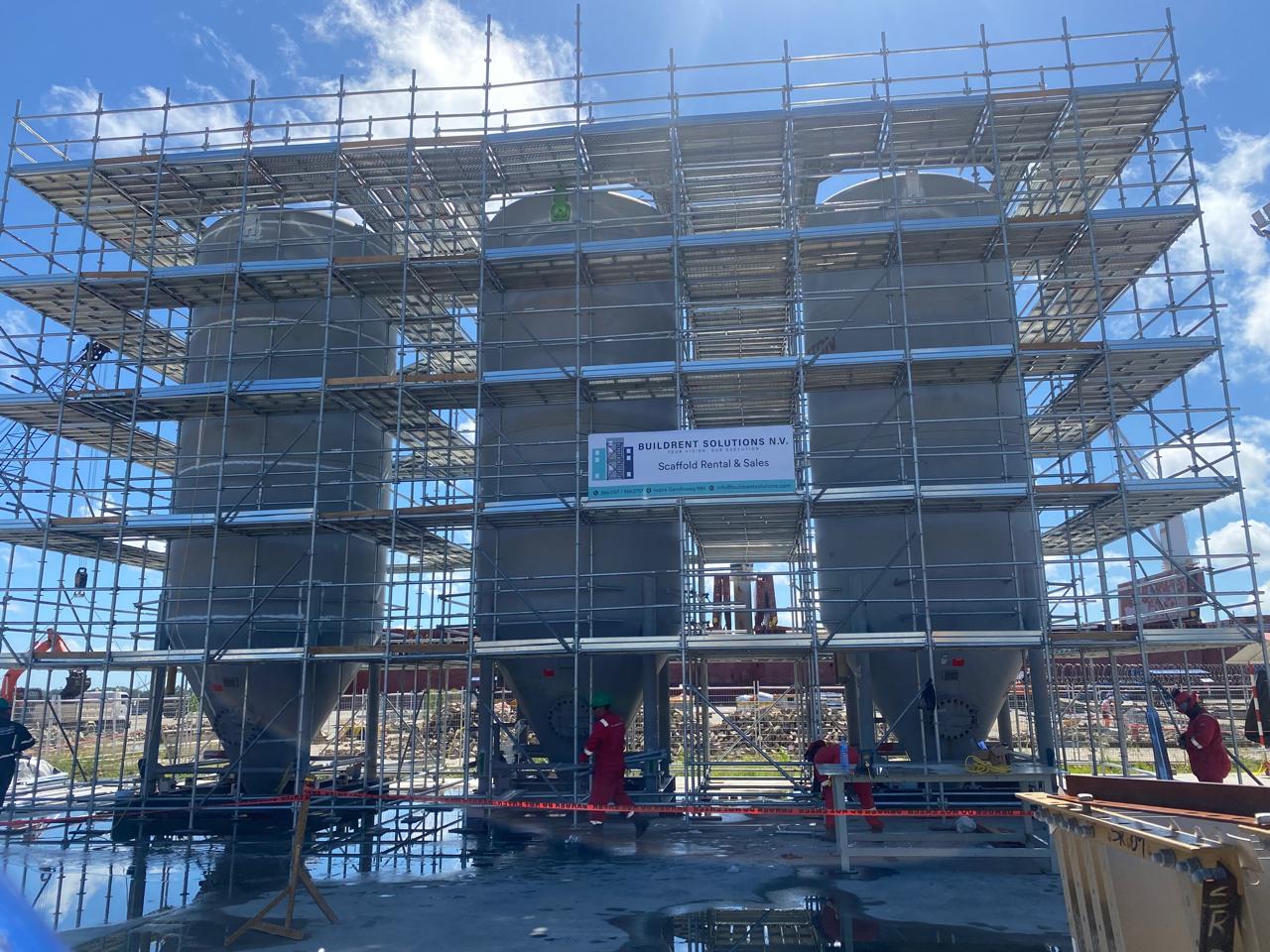 Triple Industrial Silo Storage Tank Scaffolding
