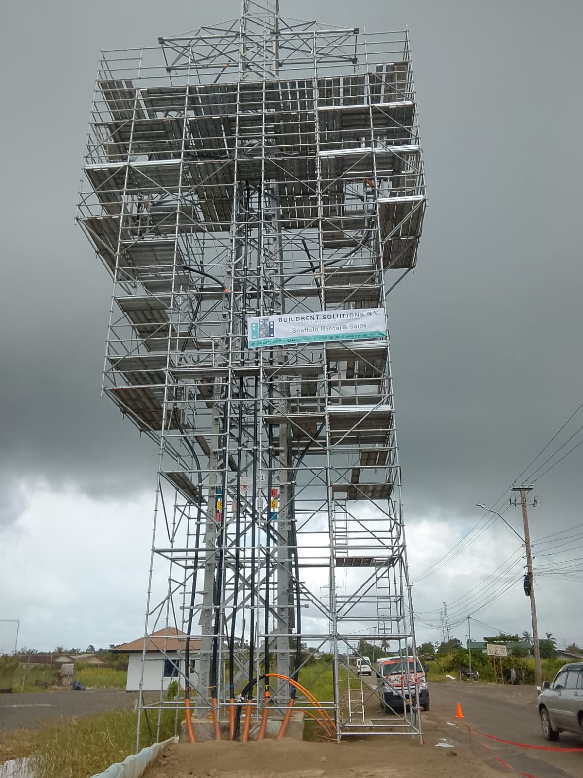 High-Voltage Transmission Tower Scaffolding