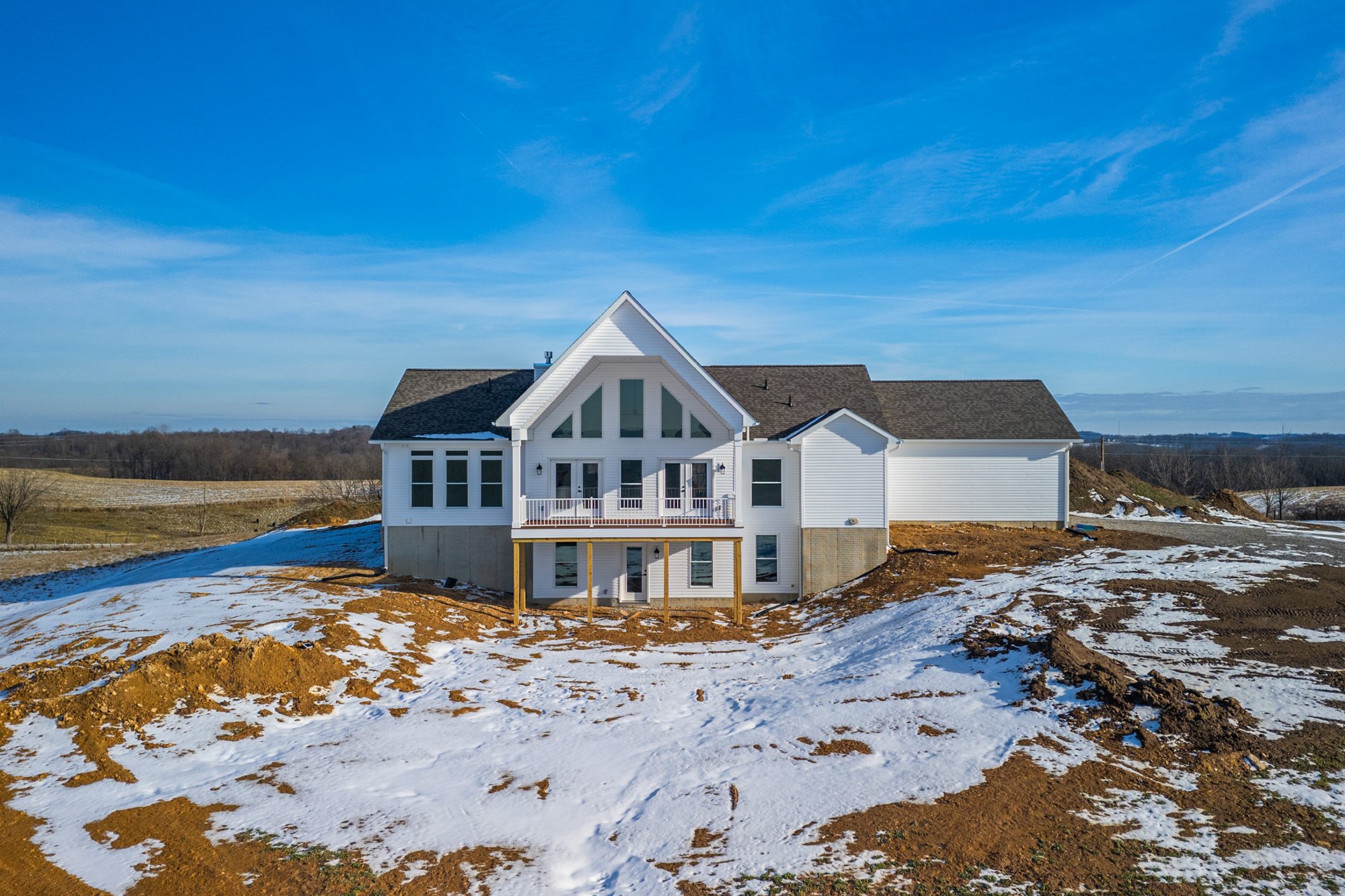 New-build home aerial drone photography