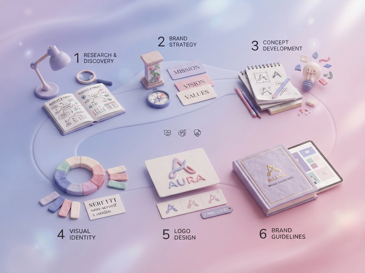 Edge Strike brand design process from discovery call to final brand guidelines