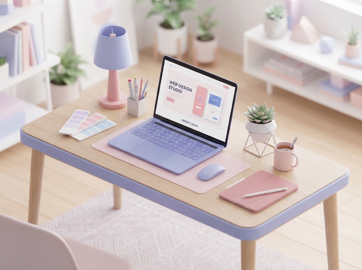 Edge Strike Design web design studio workspace in Sylvan Lake, Alberta