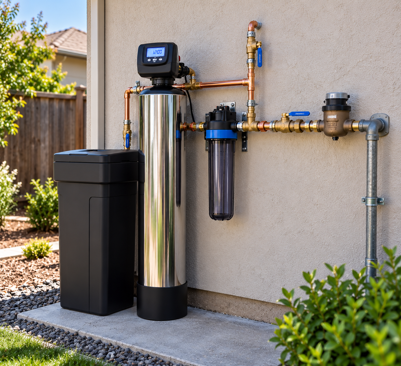 Generation H2O whole-house water filtration and softener system installed at a residential home