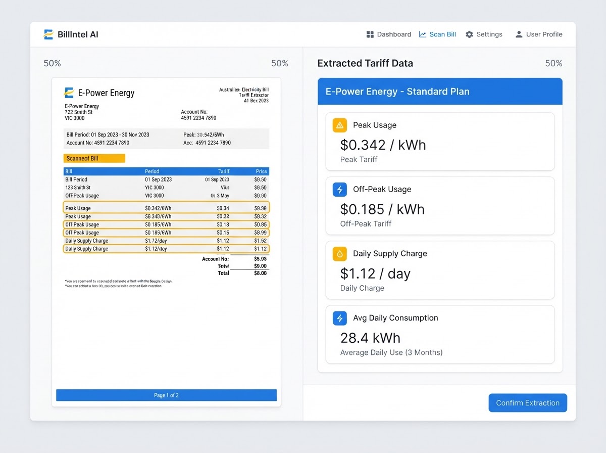 AI Power Bill Scanner Interface