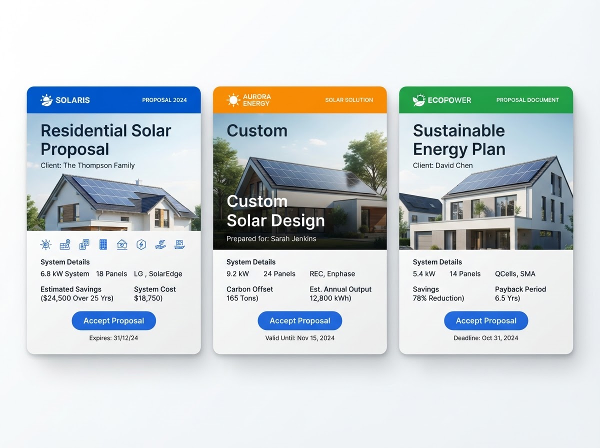 Branded solar proposal templates showcase
