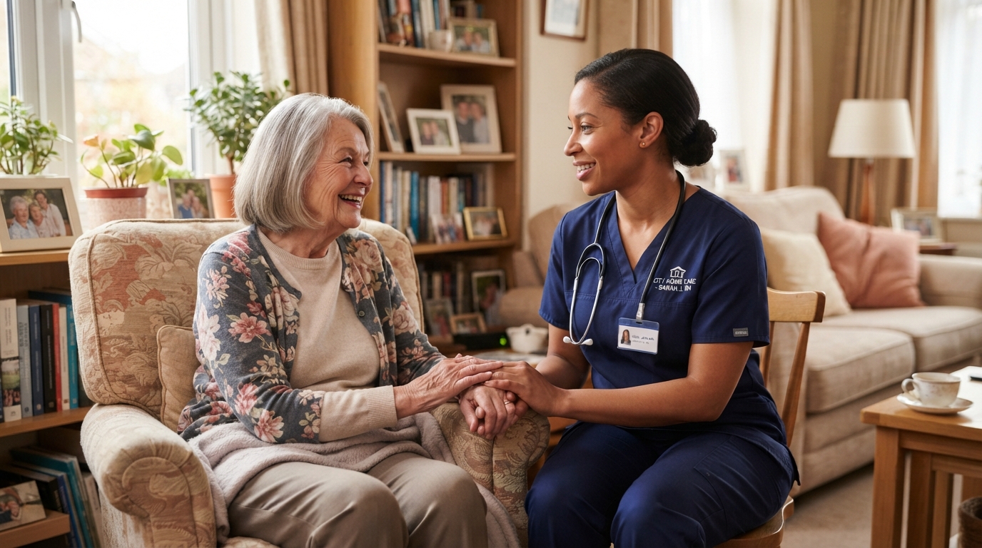 Nurse On Duty Care Team with Senior Client in Calgary