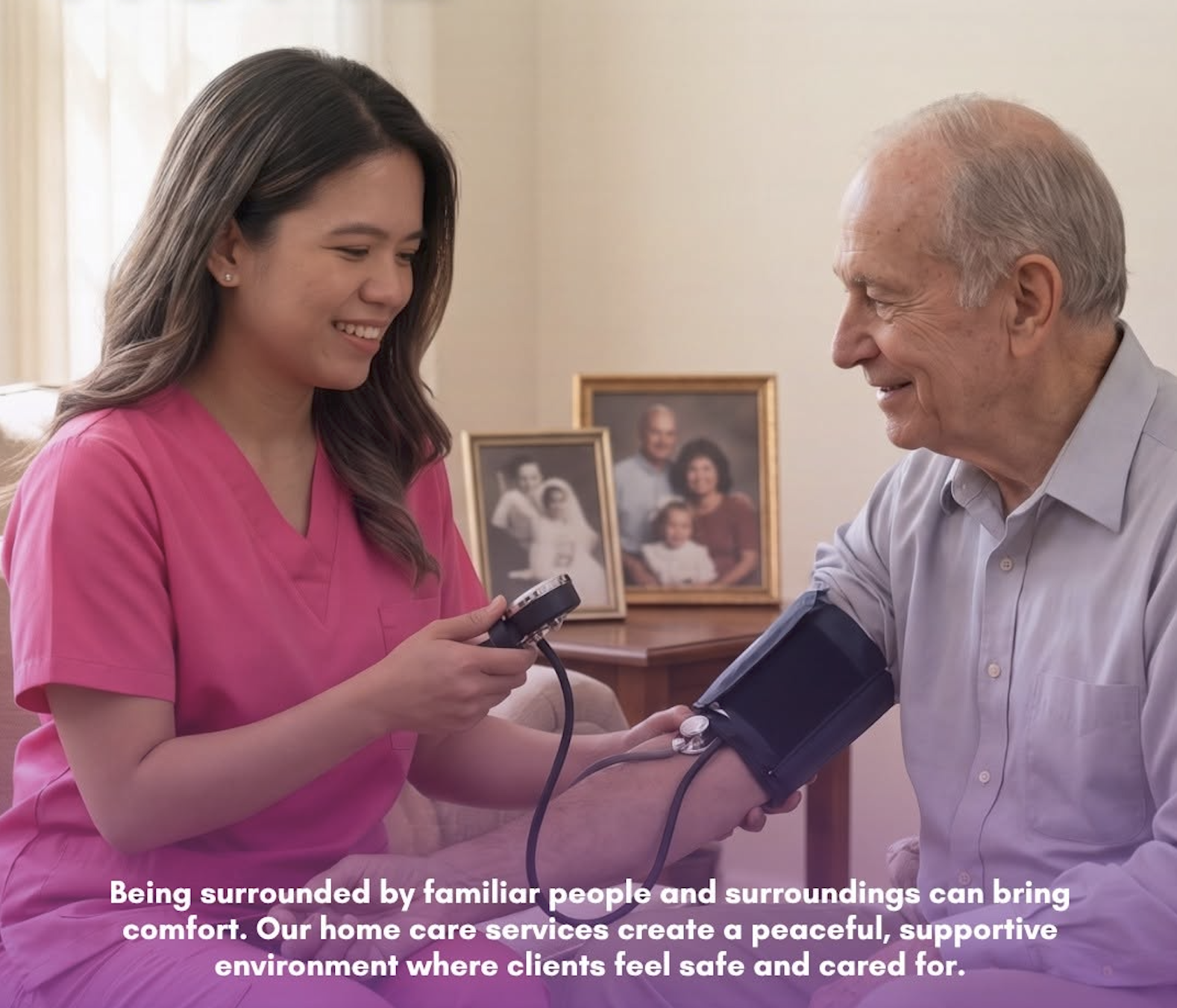 Nurse On Duty caregiver providing personalized home care and monitoring vitals in Calgary
