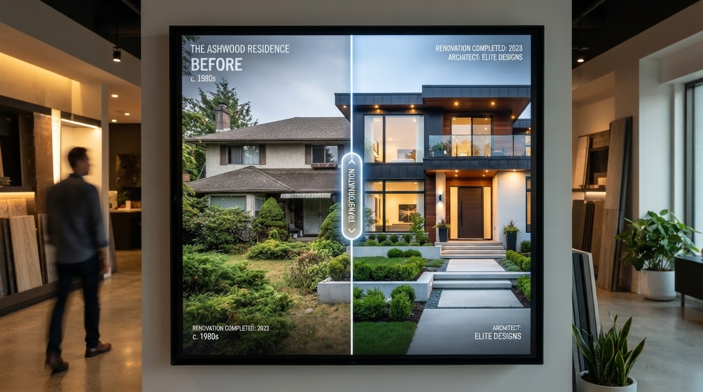 High-definition exterior home renovation before and after transformation showcase highlighting craftsmanship