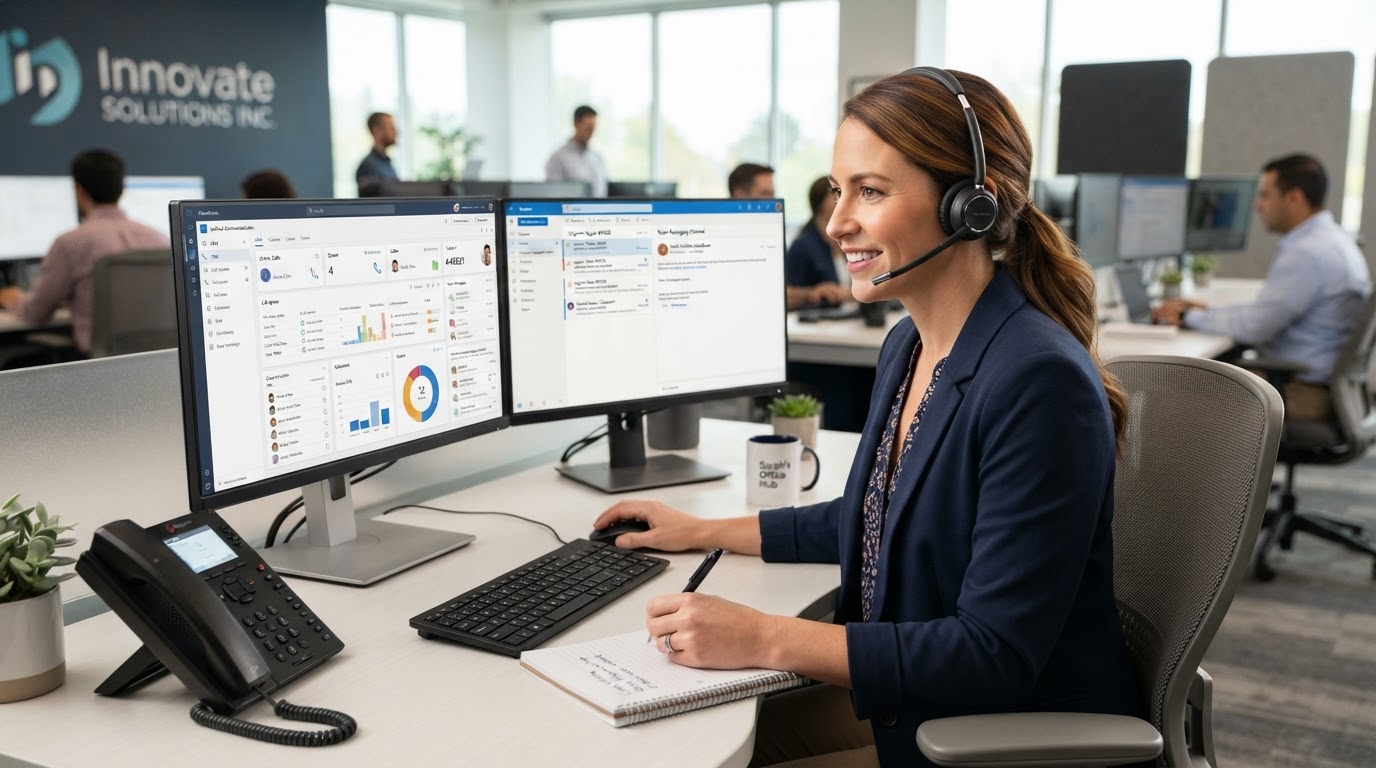 Customer operations coordinator monitoring two-way automated SMS arrival notifications and dispatch confirmations