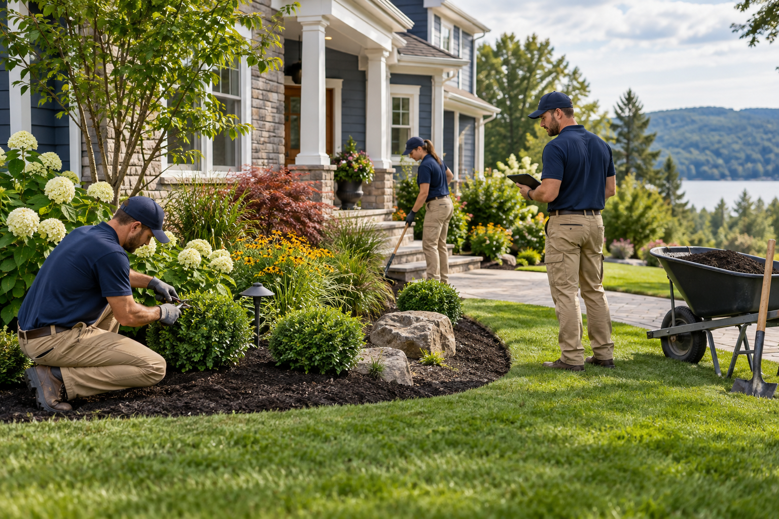 Landscaping crew serving Ithaca NY and Finger Lakes properties