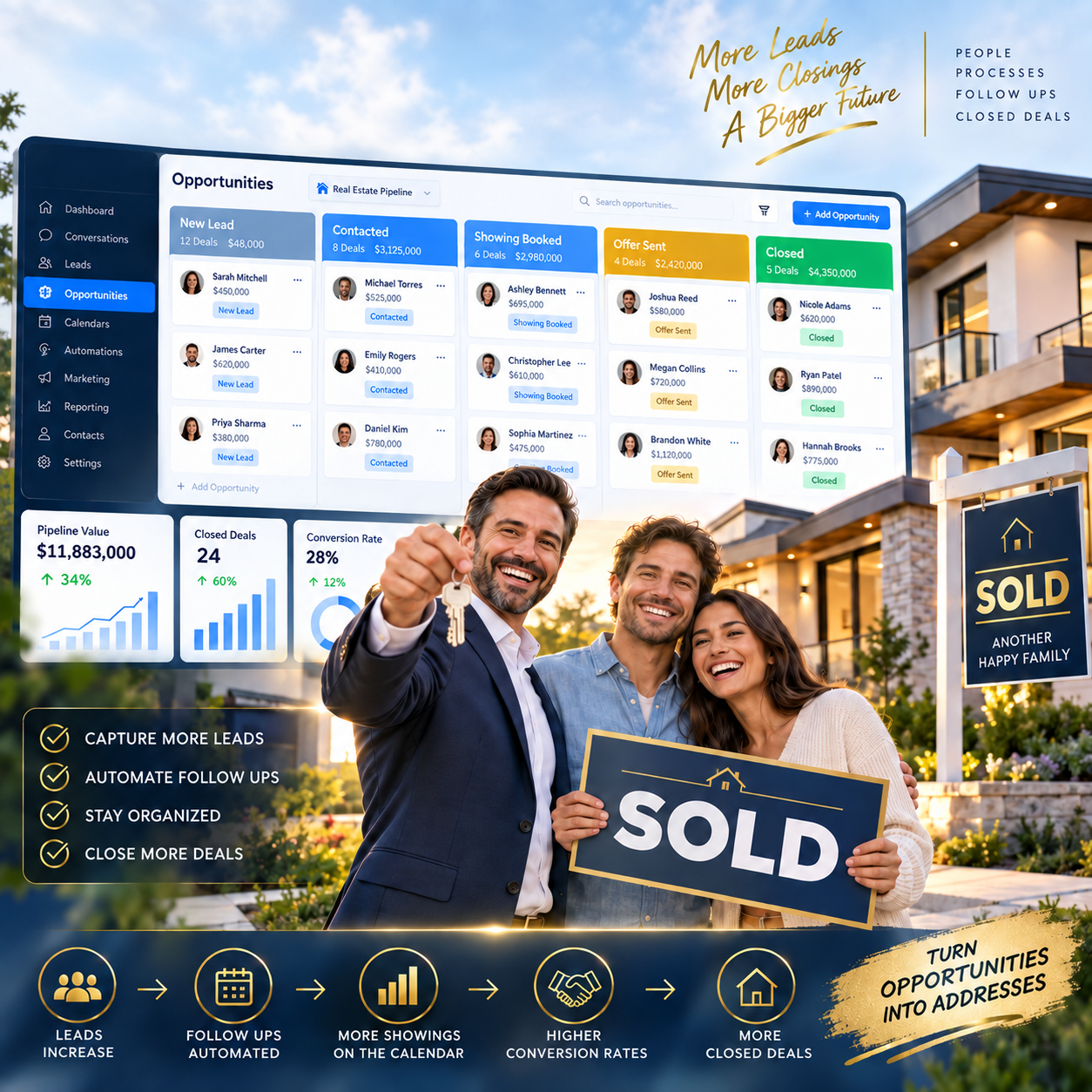 Real Estate Pipeline to the Closing Table with Deal Tracking and Sold Dashboard