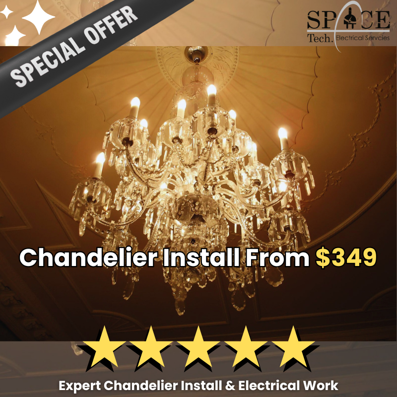 Space Tech Chandelier Install Ad