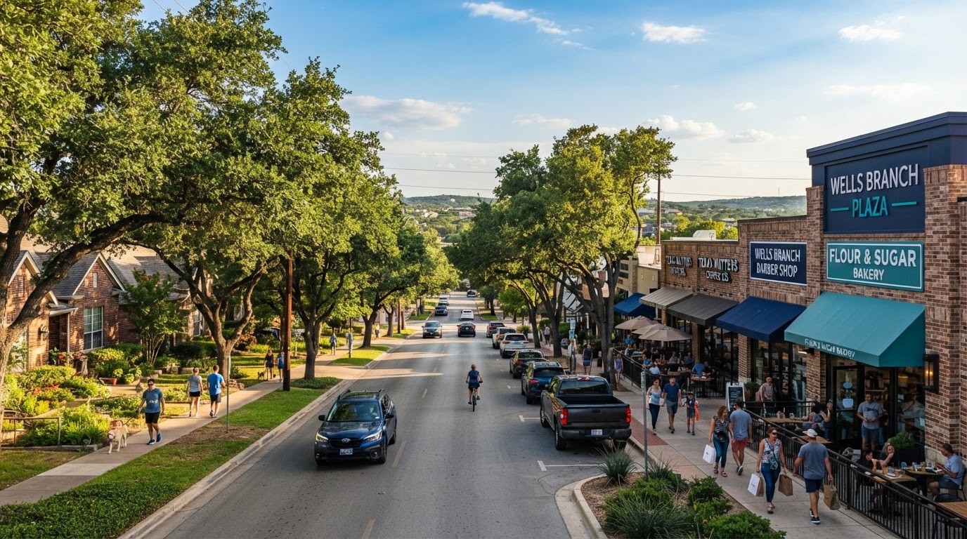 Wells Branch, Texas established north Austin suburban neighborhood with local retail