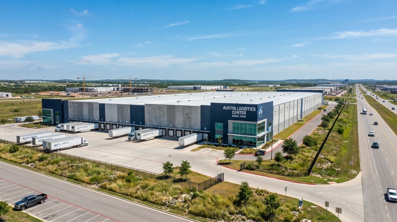 Manor, Texas industrial and logistics corridor with modern warehouse facilities