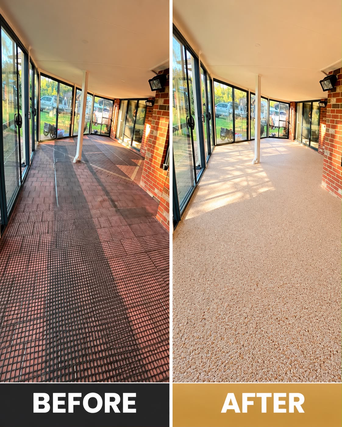 Indoor Entertainment Area - South West Surface Transformations before and after