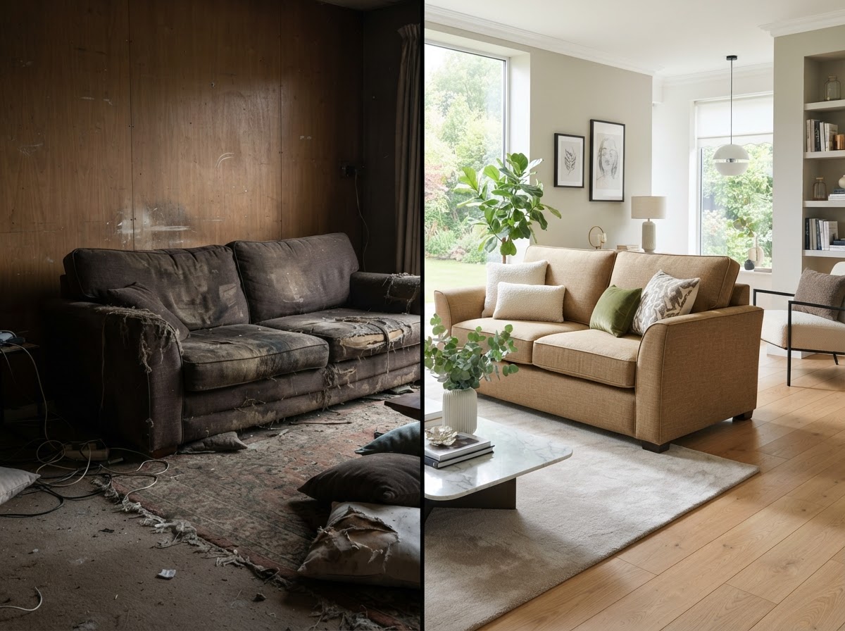 Upholstery refurbishment before and after — before