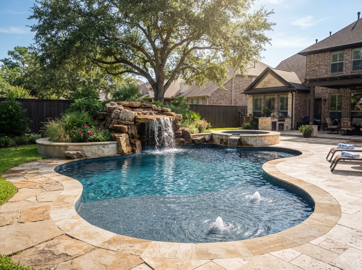 Freeform Pool with Waterfall